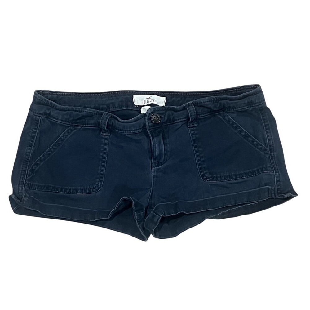 Hollister Shorts Womens Size 3 Navy Blue Bermuda Cuffed Low Rise Button
